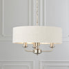 Highclere Three Light Pendant in Chrome with Natural Shade