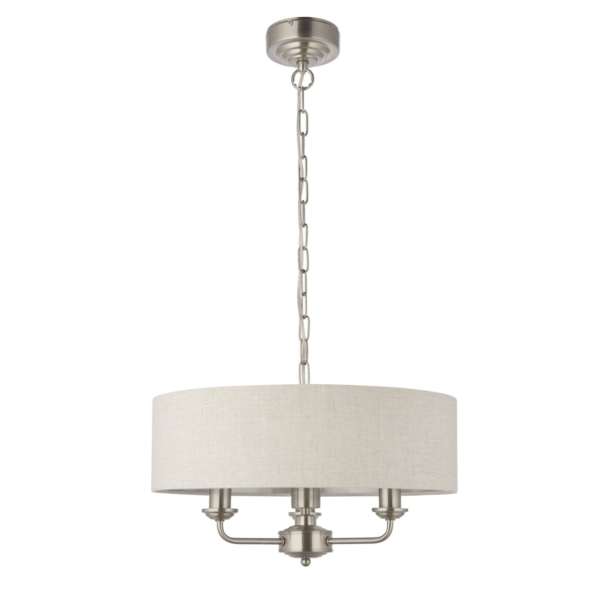 Highclere Three Light Pendant in Chrome with Natural Shade