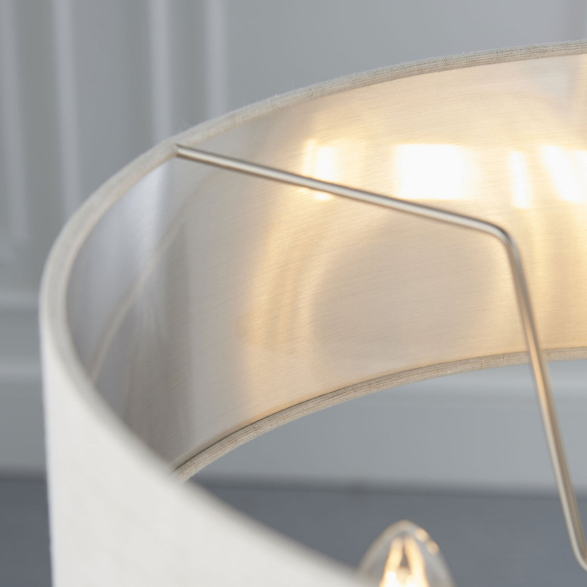 Highclere Three Light Pendant in Chrome with Natural Shade