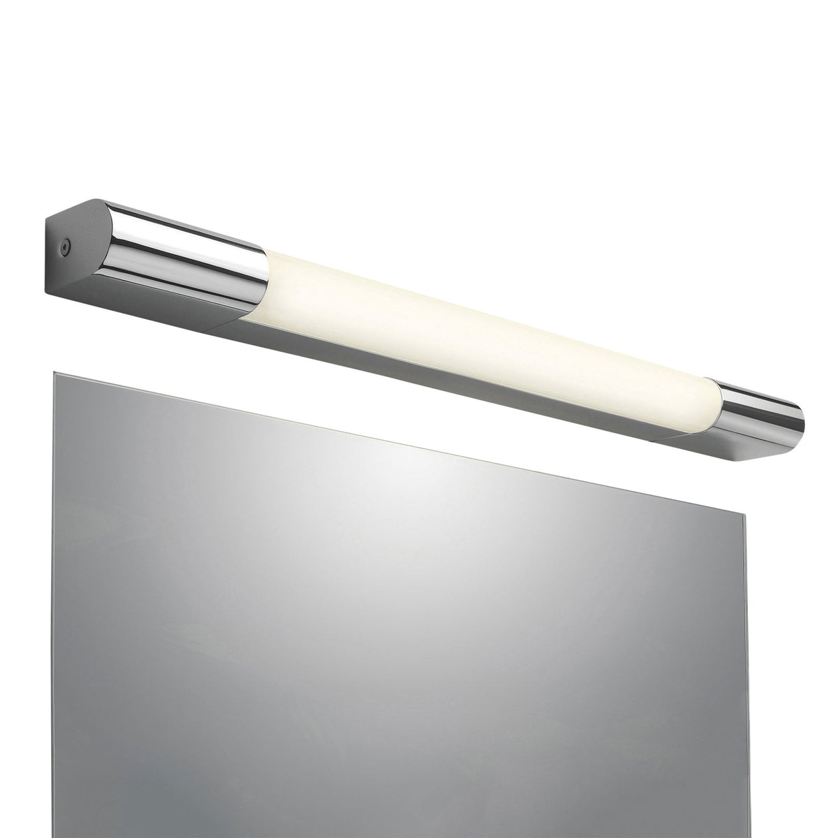 Chrome finish LED mirror light with frosted diffuser