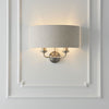Highclere Twin Lamp Wall Light in Brushed Chrome with Natural Shade