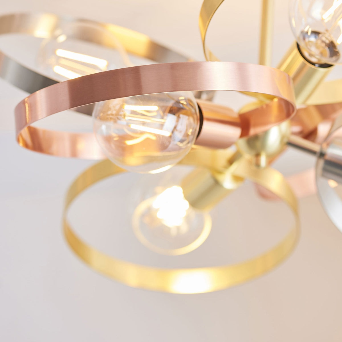 Hoop 6lt Semi Flush Ceiling Light in Brass Nickel & Copper