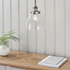 Hansen Single Pendant in Brushed Silver and Clear Glass Shade
