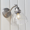 Hansen Wall Light in Brushed Silver and Clear Glass Shade
