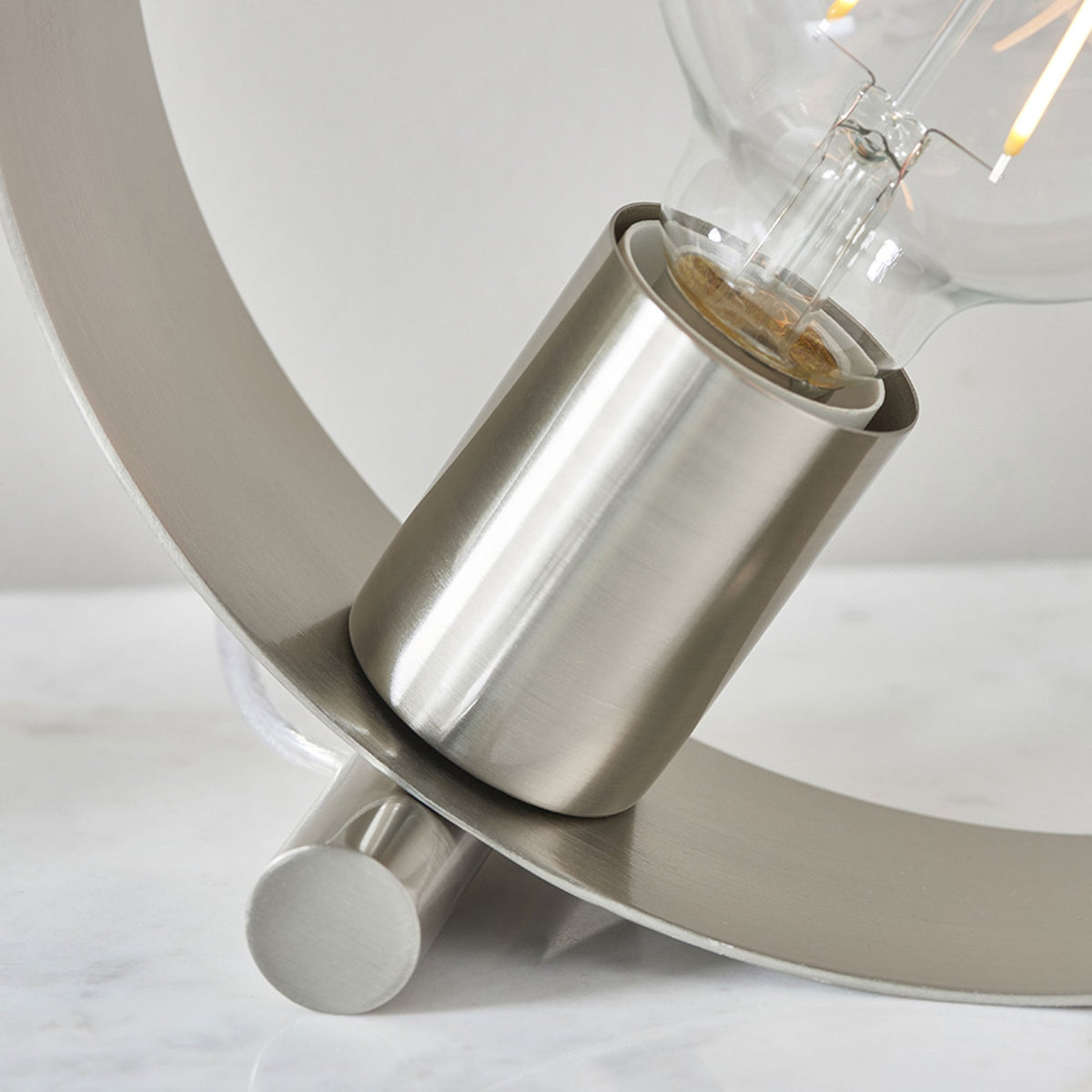 Hoop Table Lamp in a Brushed Nickel Finish