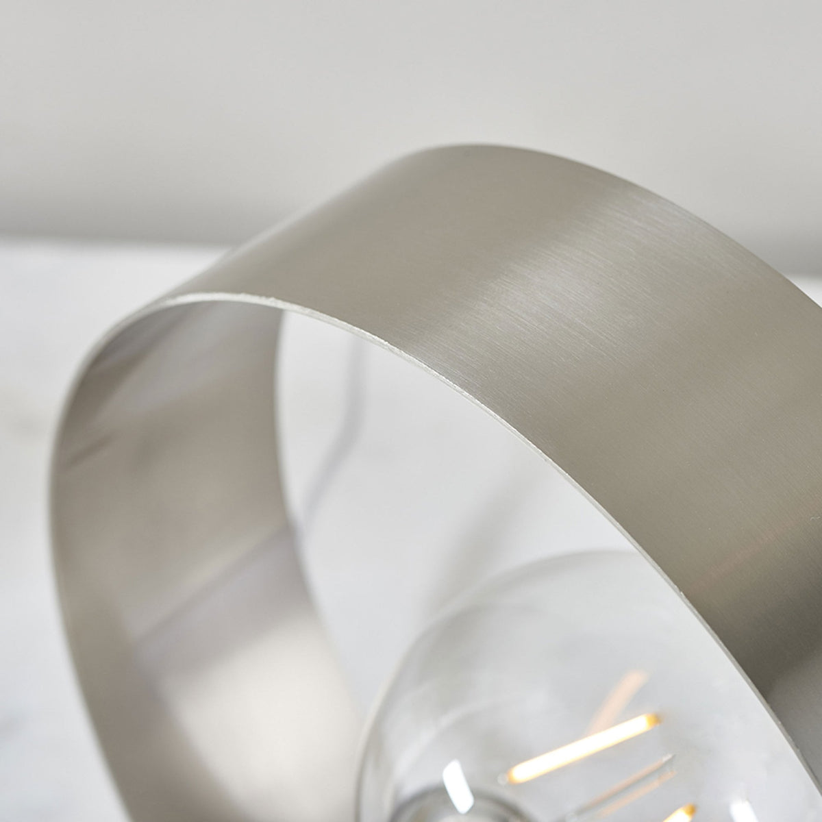 Hoop Table Lamp in a Brushed Nickel Finish