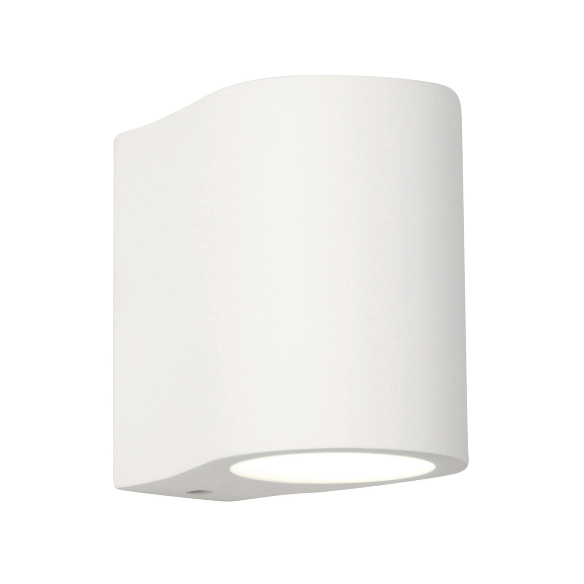 White curved wall light with a single downward-facing light