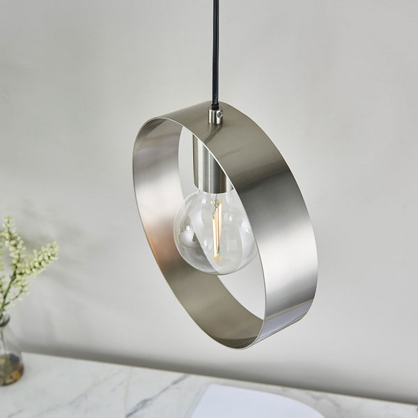 Hoop Pendant Light in Brushed Nickel