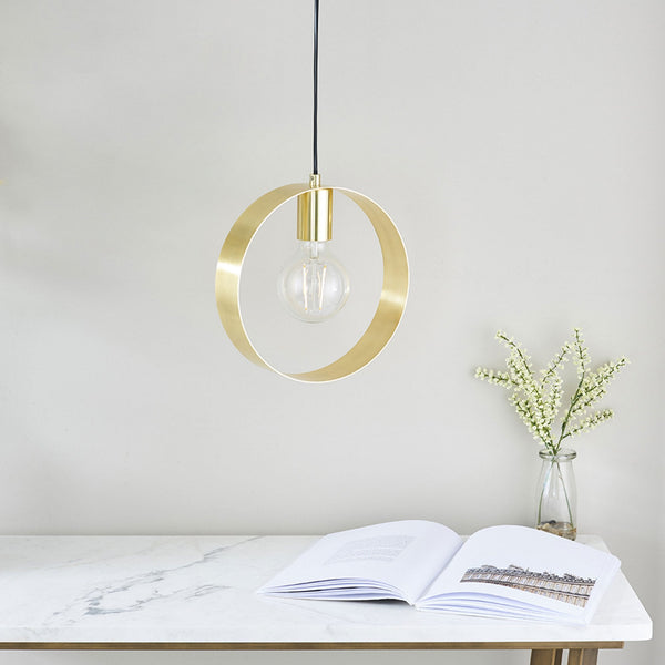 Hoop Pendant Light in Brushed Brass