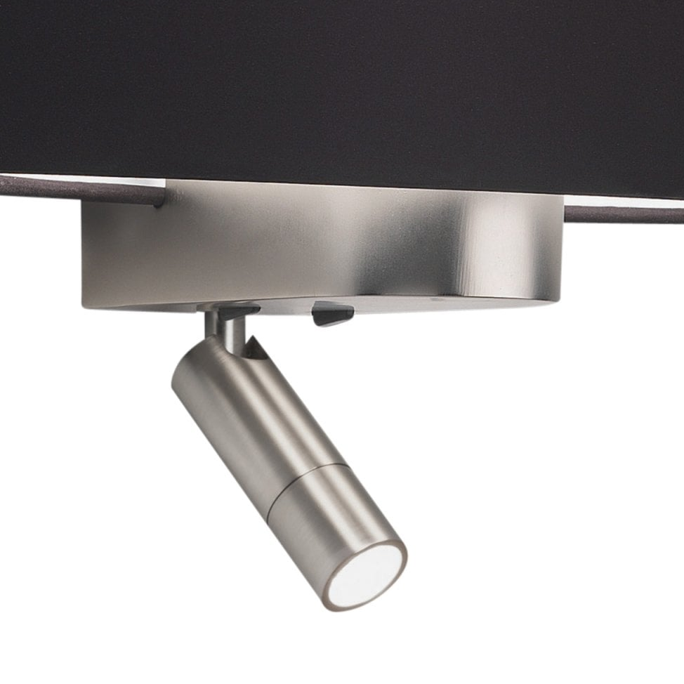 Napoli Wall Light with Integrated LED Reading Light in Matt Nickel