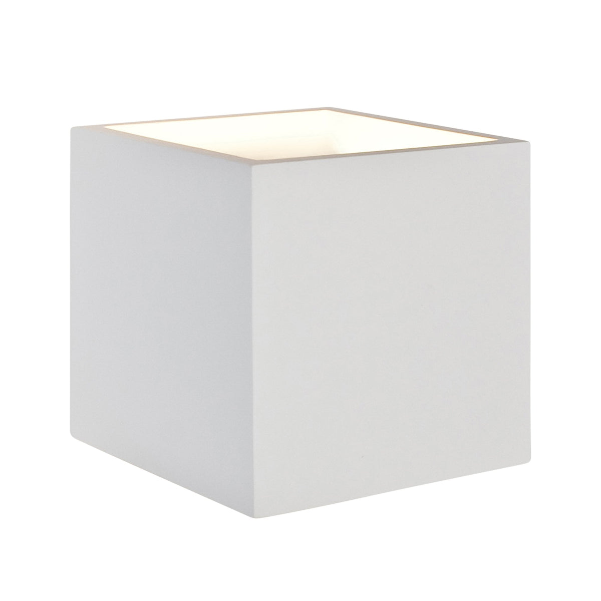 White square outdoor wall light with an upward-facing light