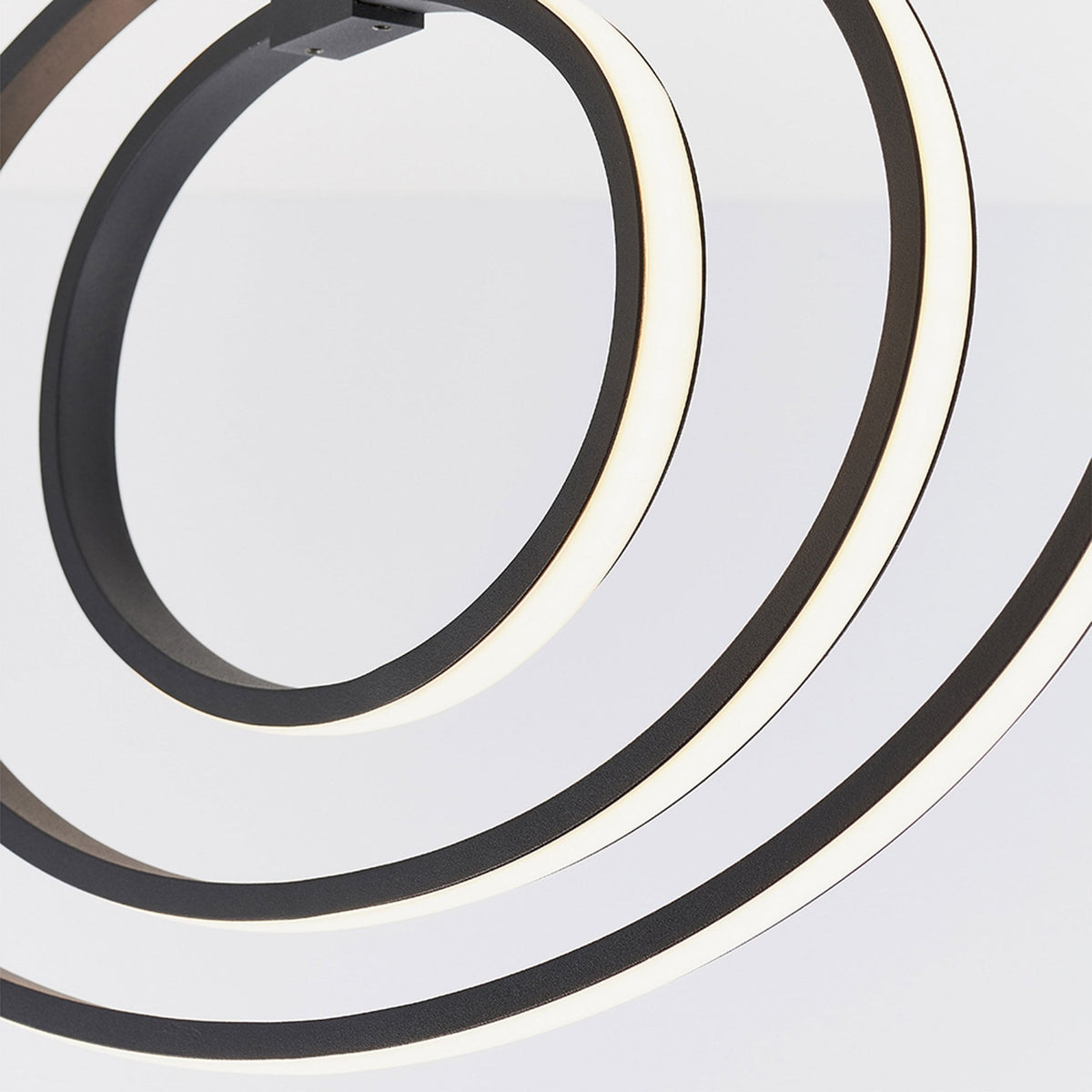 Avali Three Hoop LED Semi Flush Ceiling Light in Matt Black