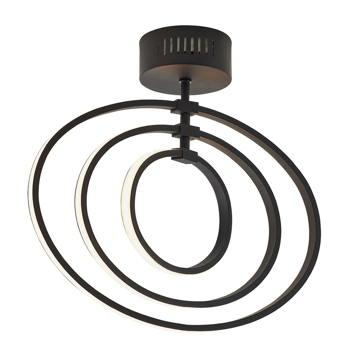 Avali Three Hoop LED Semi Flush Ceiling Light in Matt Black