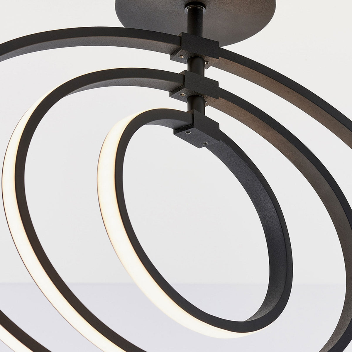Avali Three Hoop LED Semi Flush Ceiling Light in Matt Black