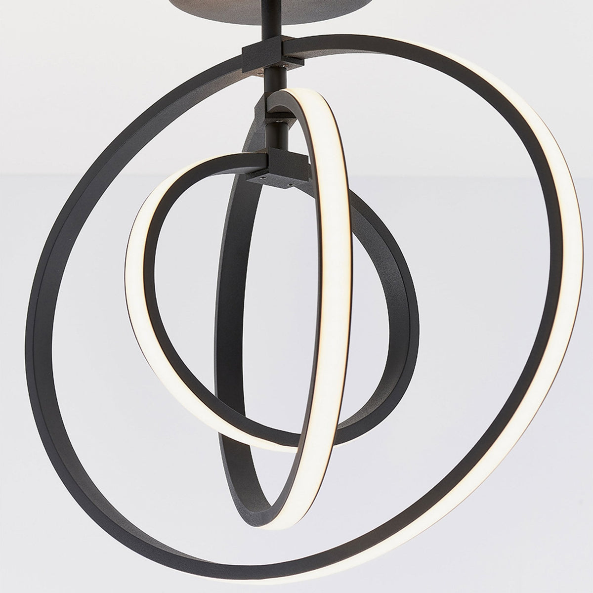 Avali Three Hoop LED Semi Flush Ceiling Light in Matt Black