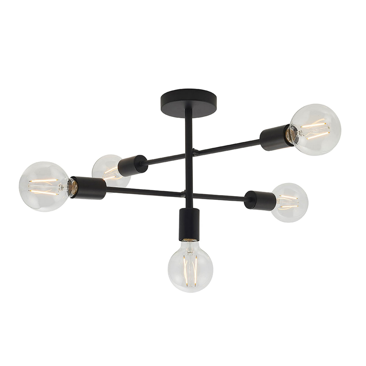 Studio Five Light Straight Semi Flush Fitting in Matt Black
