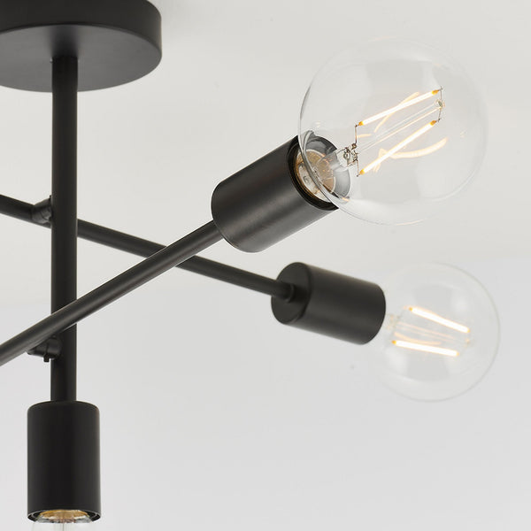 Studio Five Light Straight Semi Flush Fitting in Matt Black