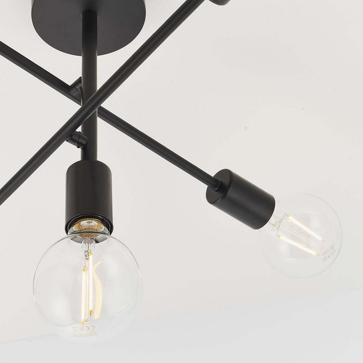 Studio Five Light Straight Semi Flush Fitting in Matt Black