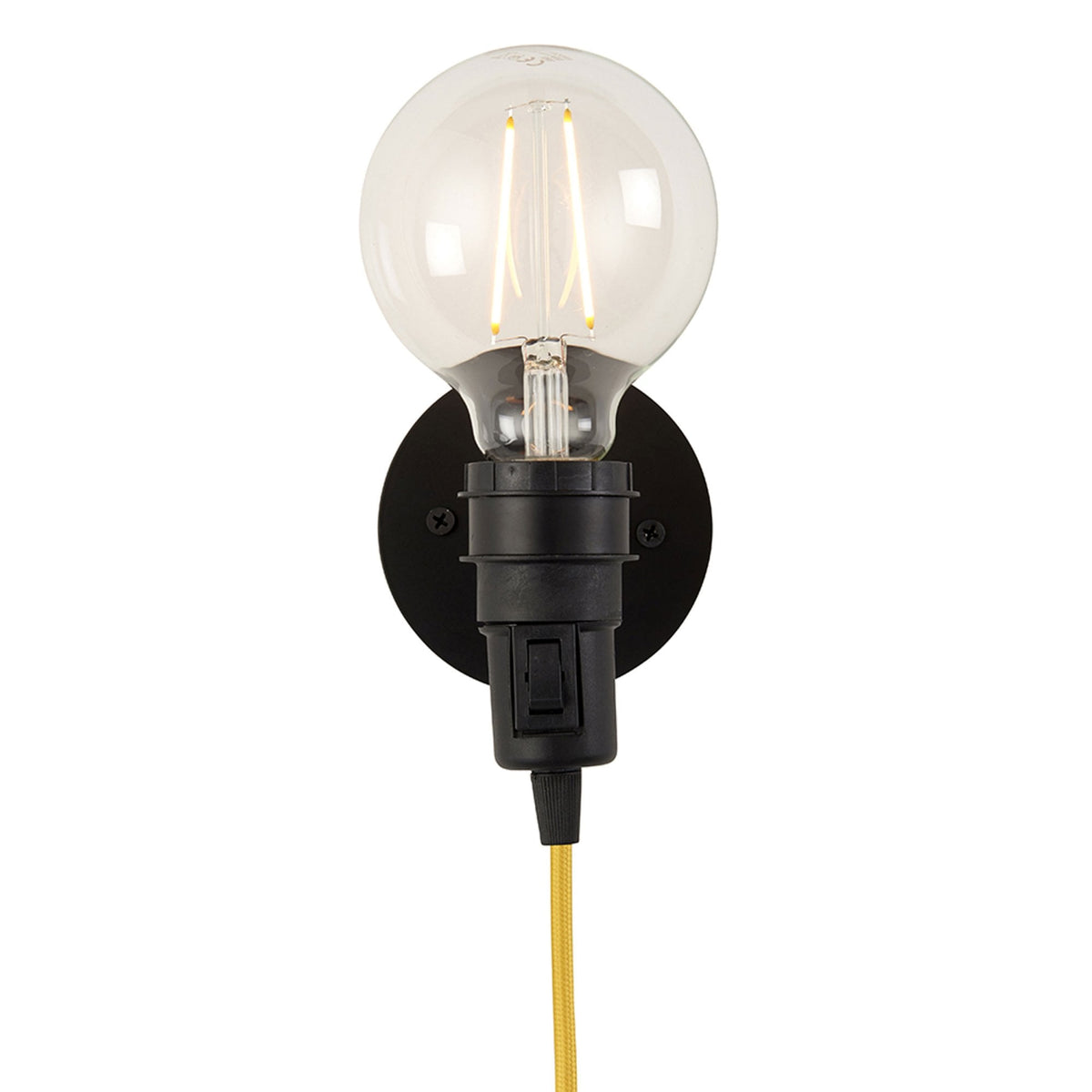 Studio Plug In Wall Light in Matt Black with Yellow Flex