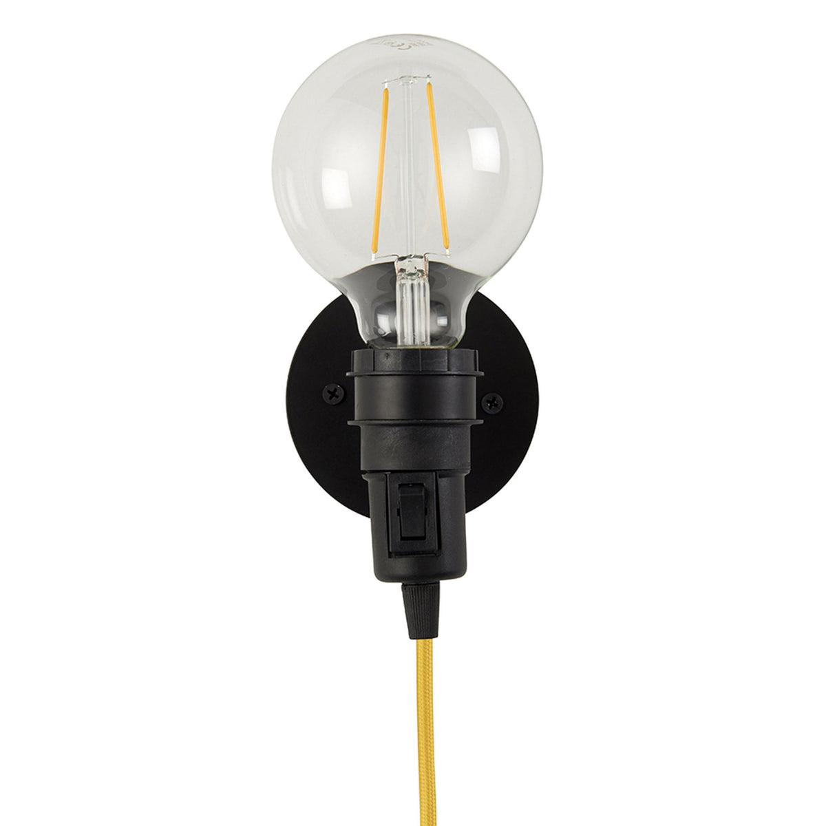 Studio Plug In Wall Light in Matt Black with Yellow Flex