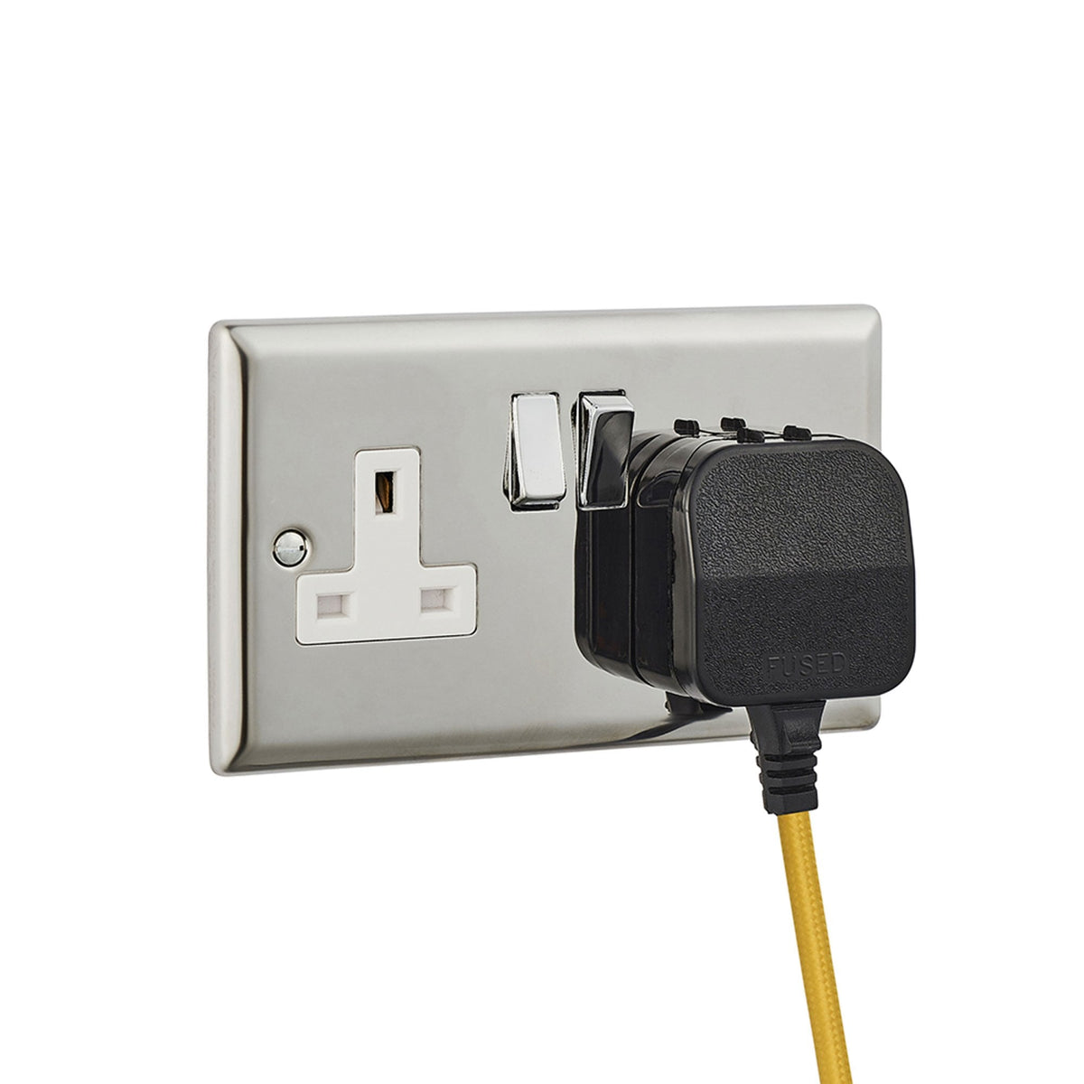 Studio Plug In Wall Light in Matt Black with Yellow Flex