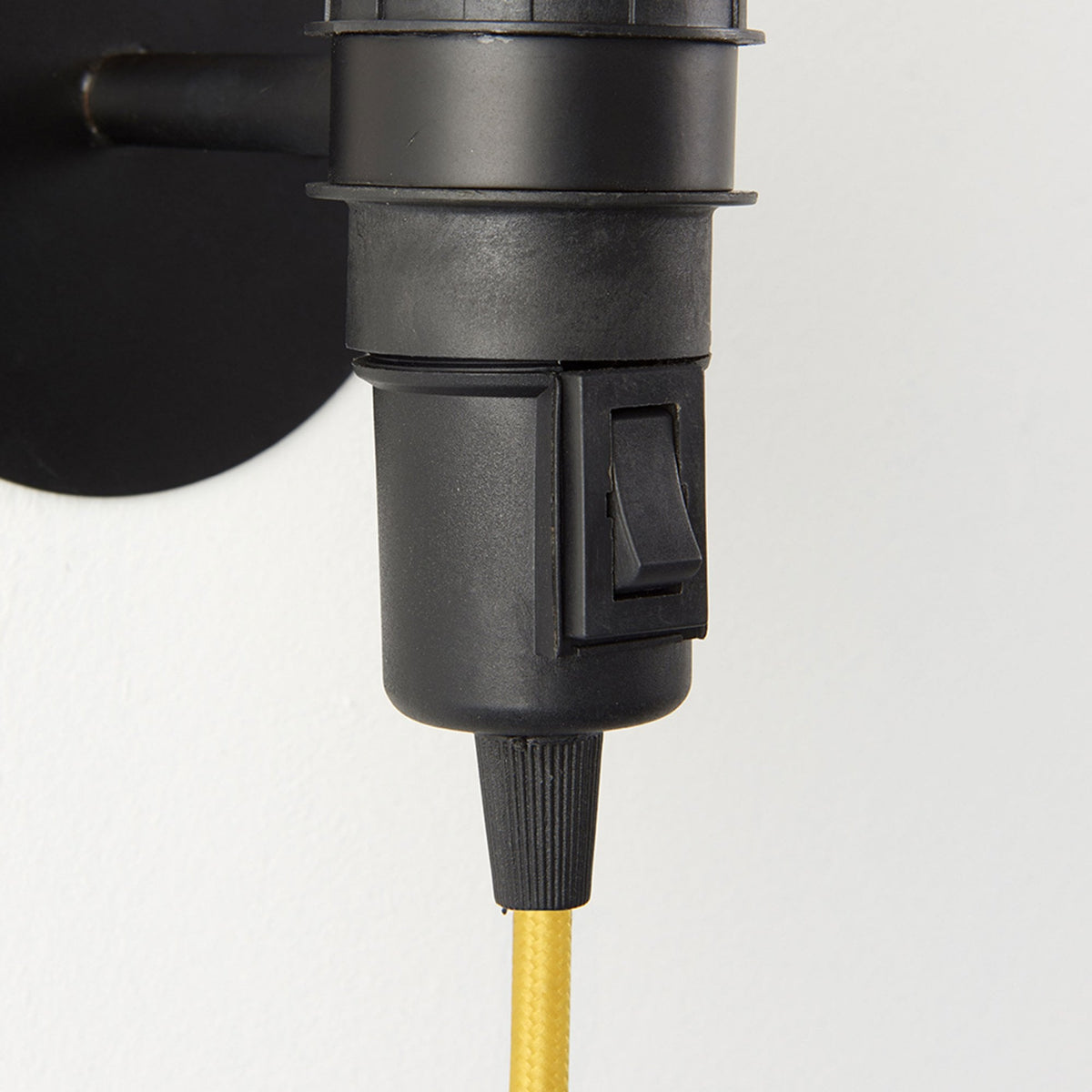 Studio Plug In Wall Light in Matt Black with Yellow Flex