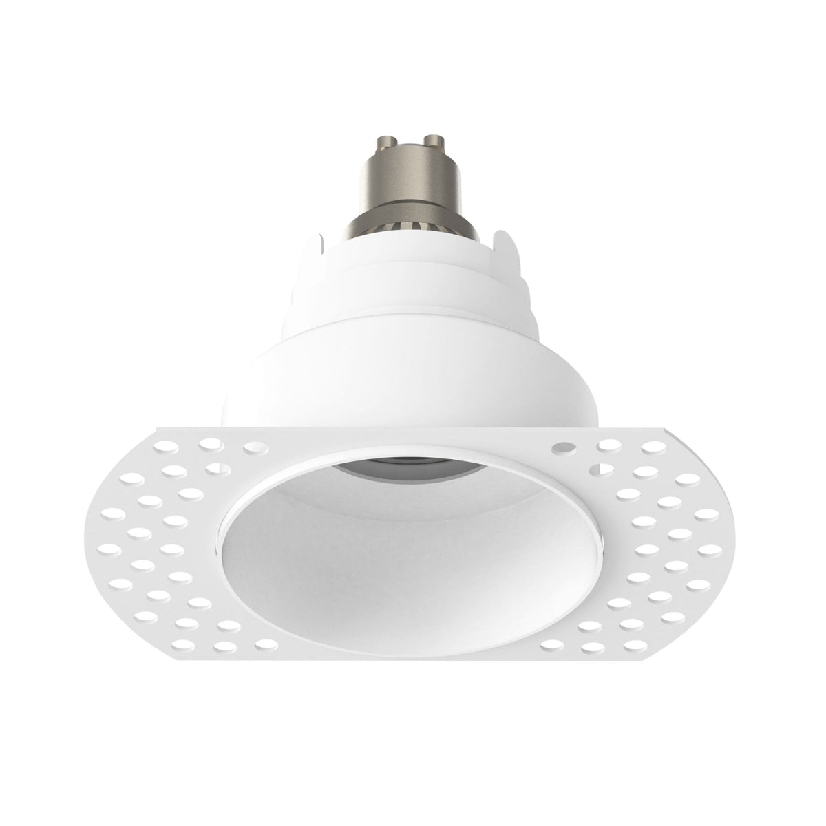 Trimless Slimline Round Fixed Fire-Rated IP65 Downlight in Matt White