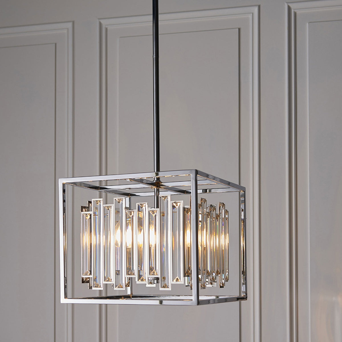 Acadia Four Light Pendant in Chrome and Glass Crystals