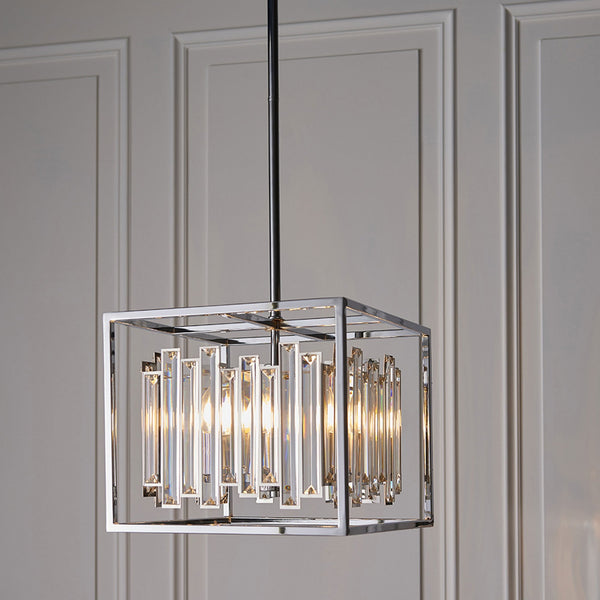 Acadia Four Light Pendant in Chrome and Glass Crystals