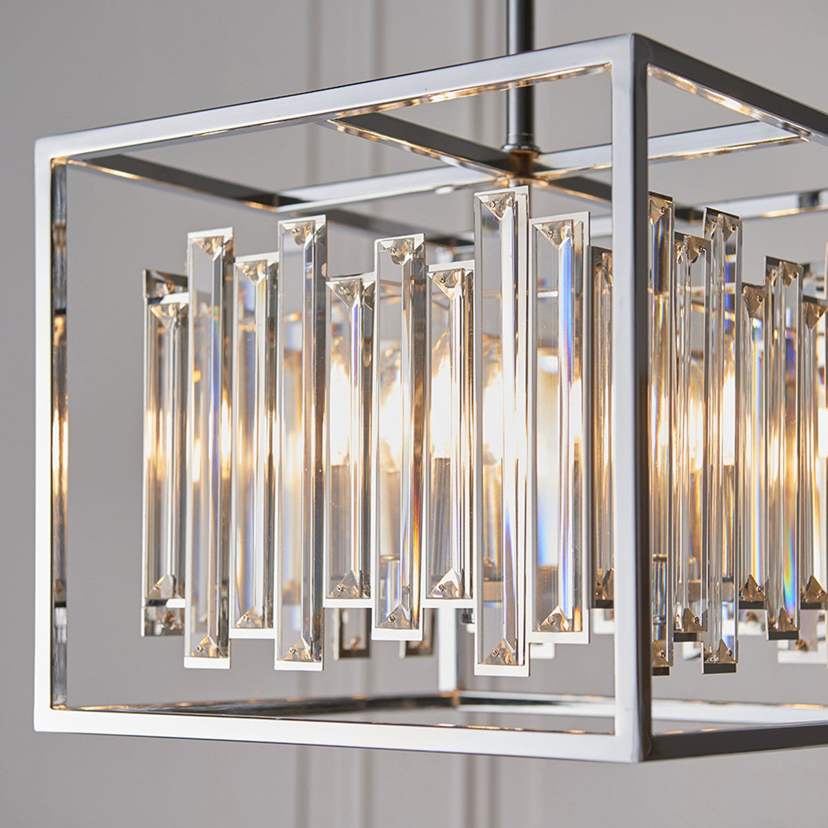 Acadia Four Light Pendant in Chrome and Glass Crystals
