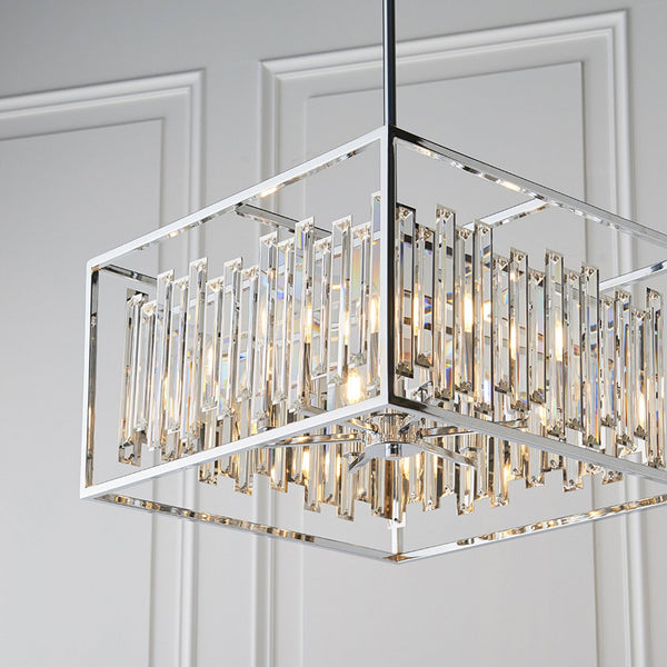Acadia Six Light Pendant in Chrome and Glass Crystals