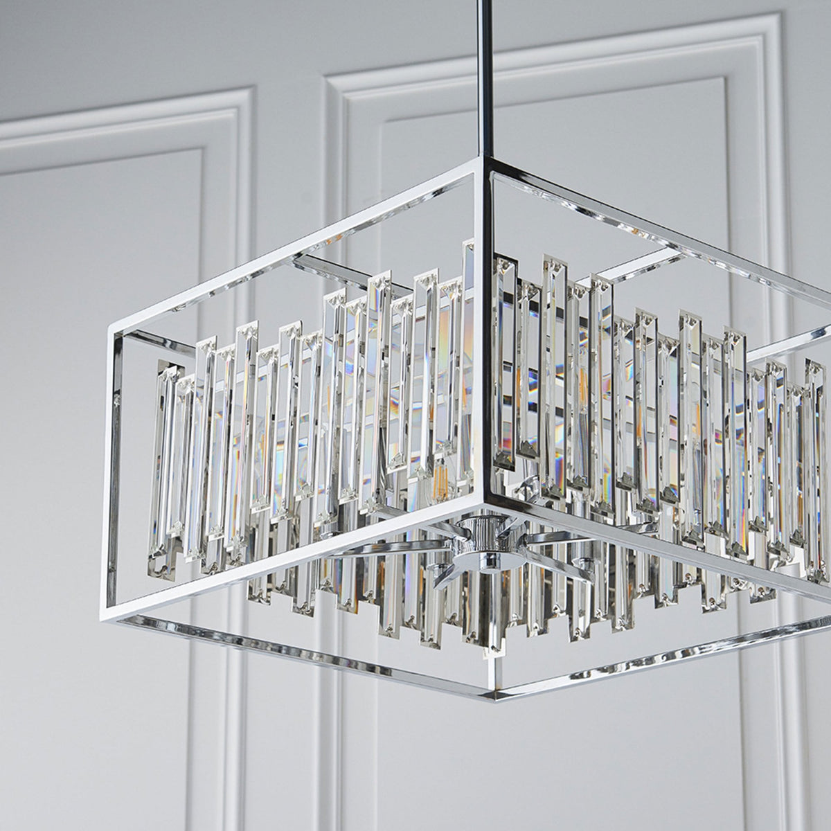 Acadia Six Light Pendant in Chrome and Glass Crystals