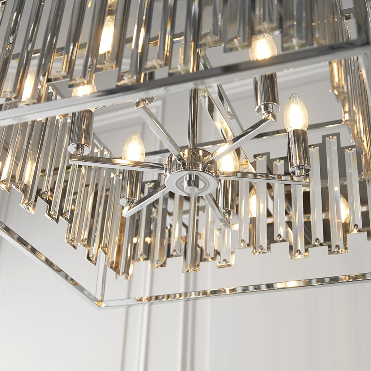 Acadia Six Light Pendant in Chrome and Glass Crystals