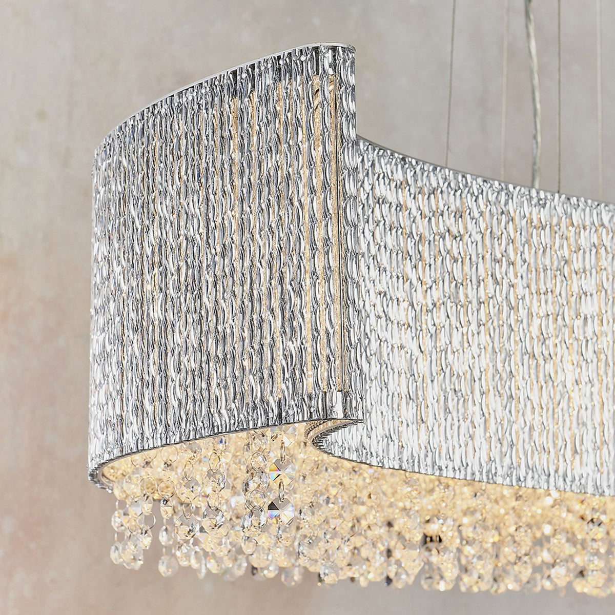 Galina 8lt Pendant Light in Chrome and Clear Glass Crystal