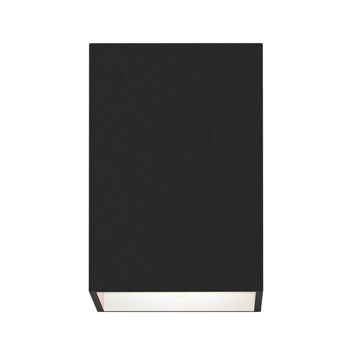 Black rectangular wall light with a downward-facing bulb