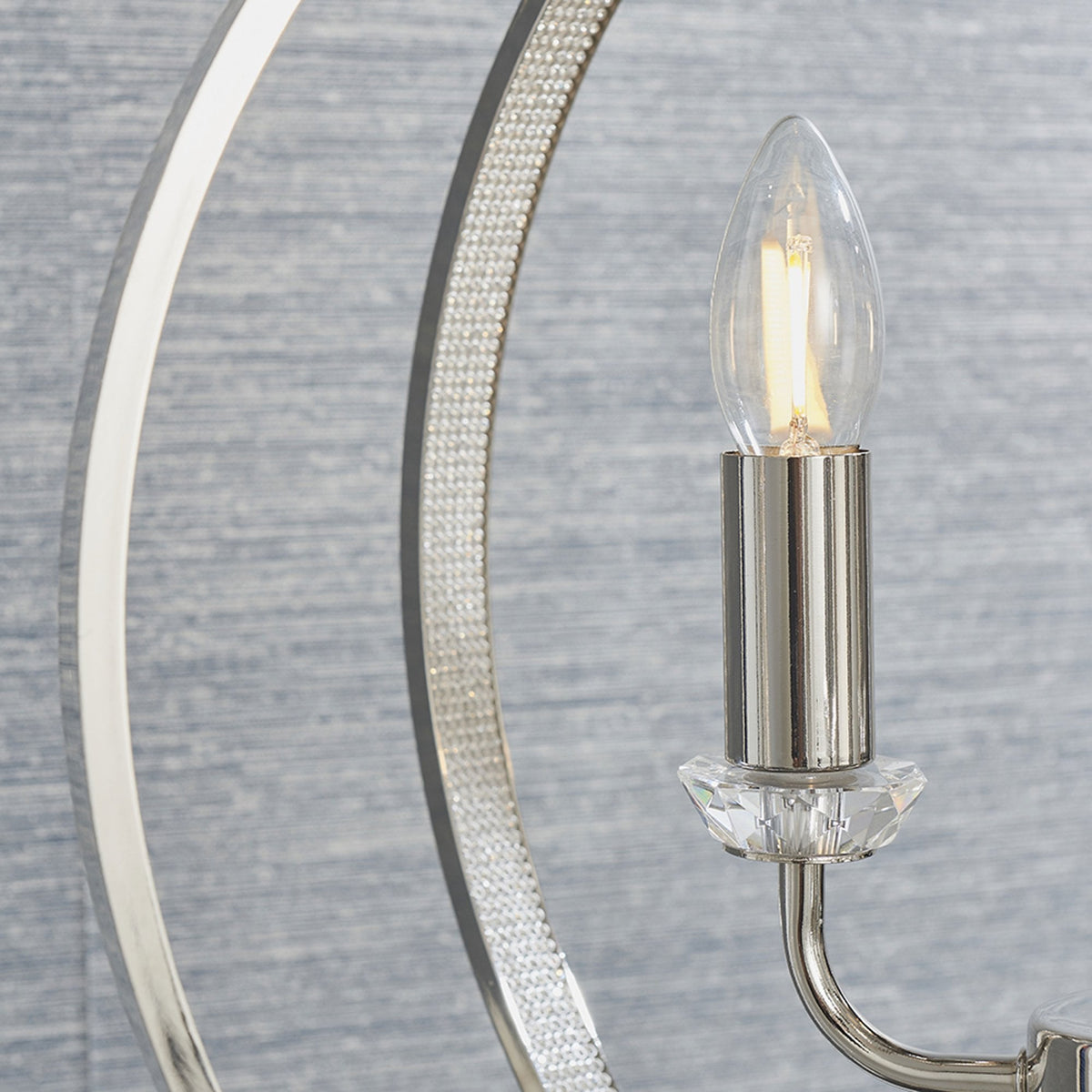 Ritz Three Light Pendant in Nickel with Clear Crystal