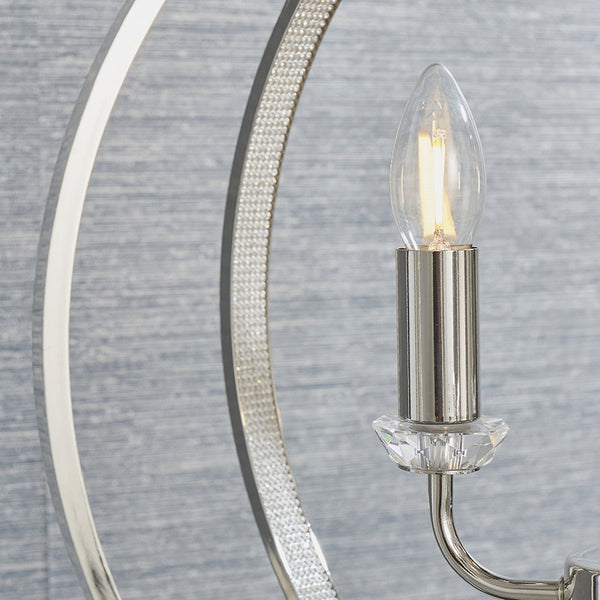 Ritz Three Light Pendant in Nickel with Clear Crystal