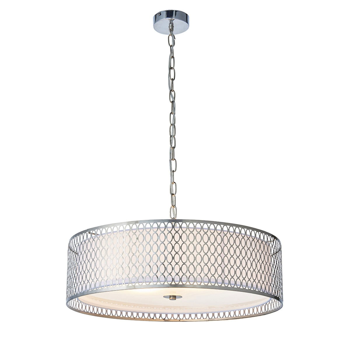 Cordero 3lt Pendant in Satin Nickel with White Inner Shade