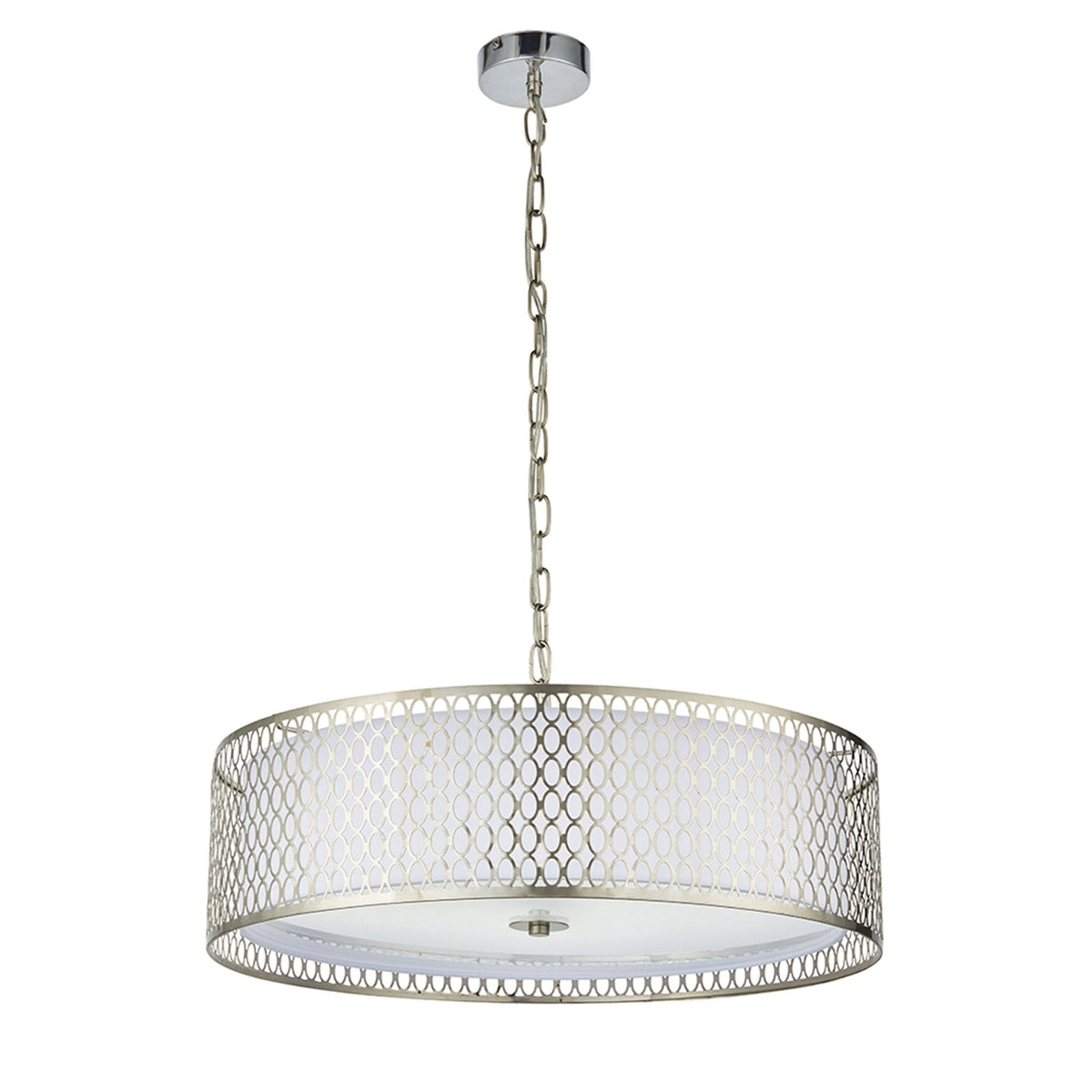 Cordero 3lt Pendant in Satin Nickel with White Inner Shade