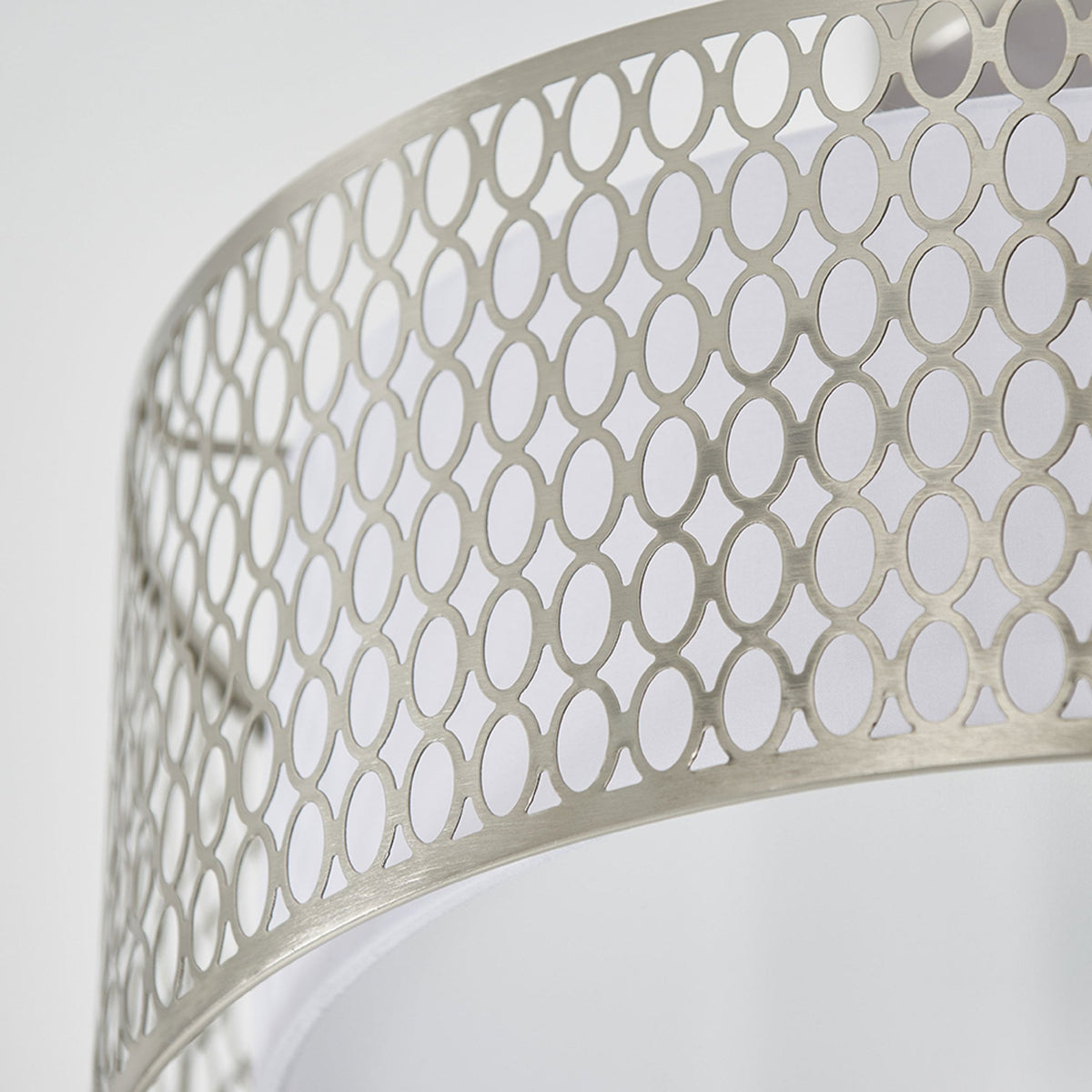 Cordero 3lt Flush in Satin Nickel with White Inner Shade