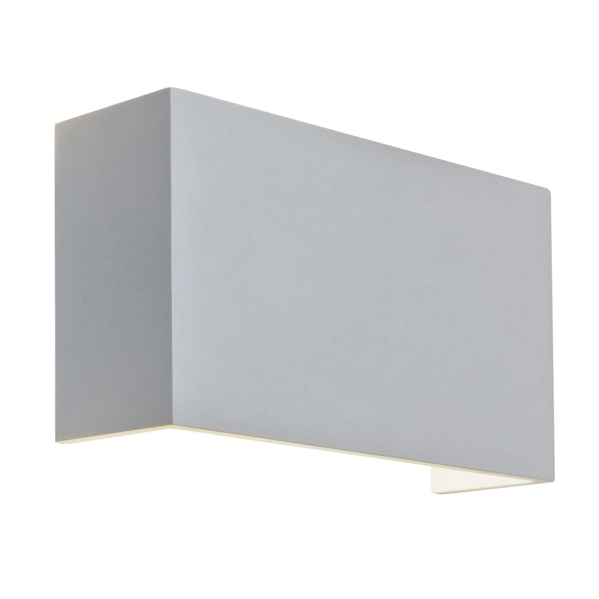 Rectangular silver wall light with light shining from top and bottom