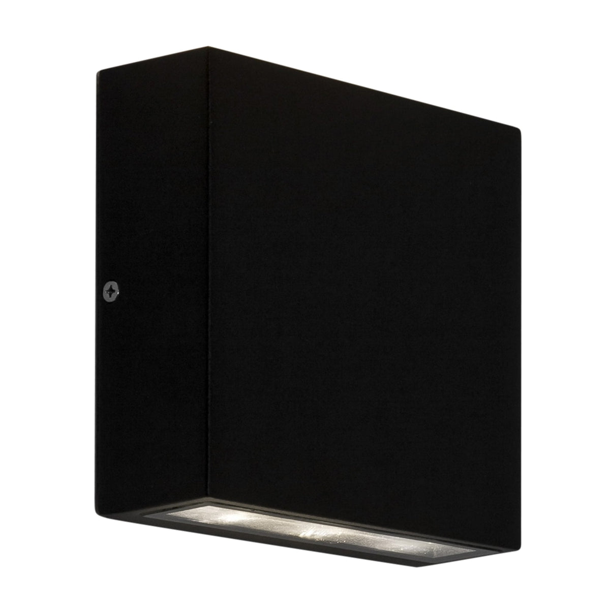 Black rectangular outdoor wall light with an upward and downward beam