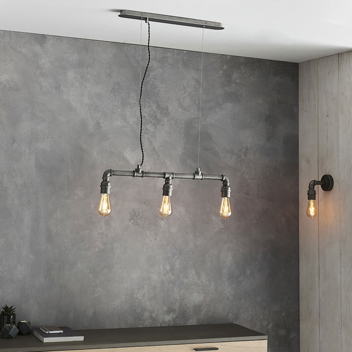 Pipe Wall Light in Aged Pewter