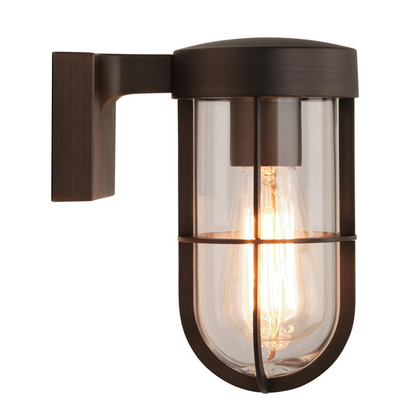 Cabin Exterior Wall Light in Bronze and Clear Glass