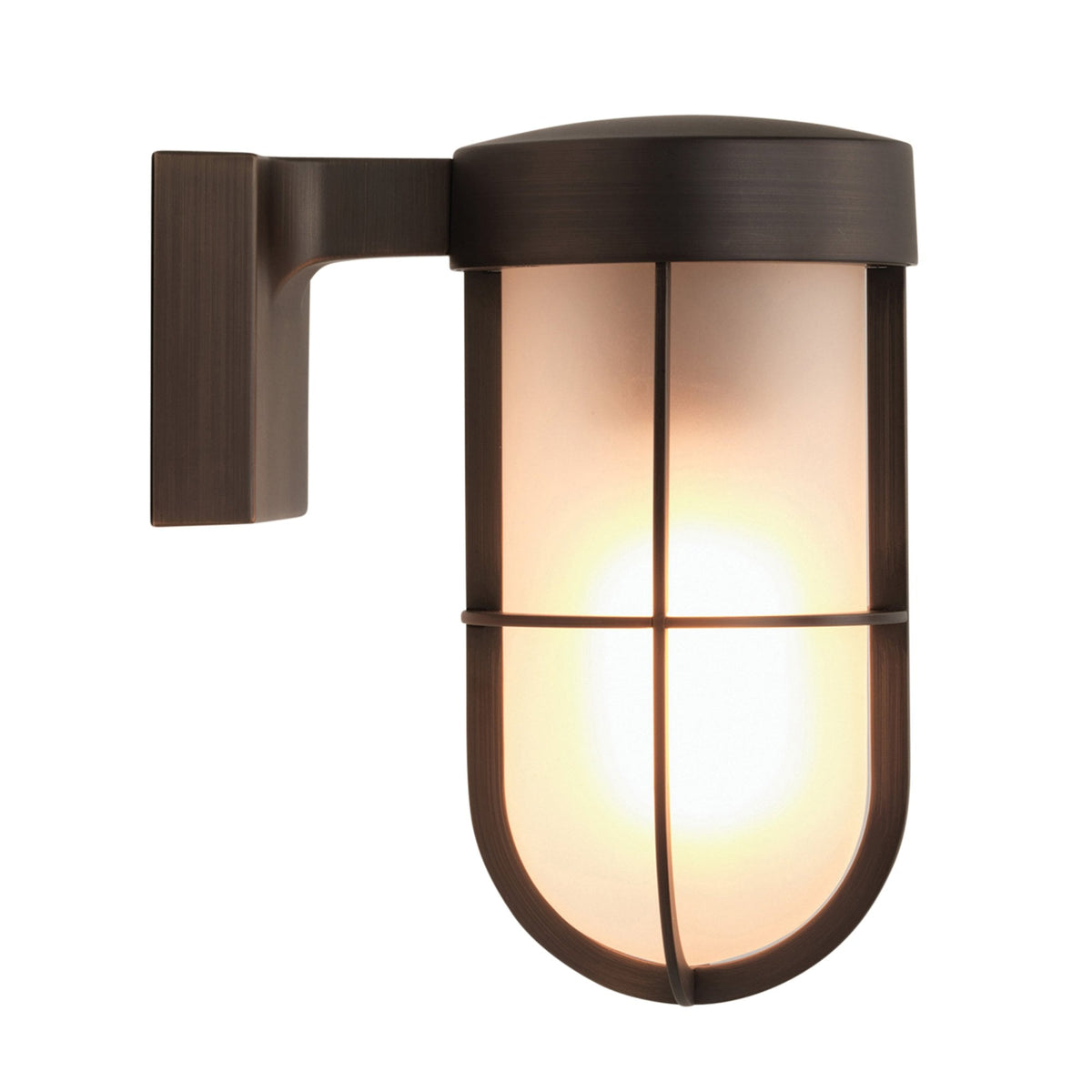 Cabin IP44 Frosted Glass Wall Light in Bronze
