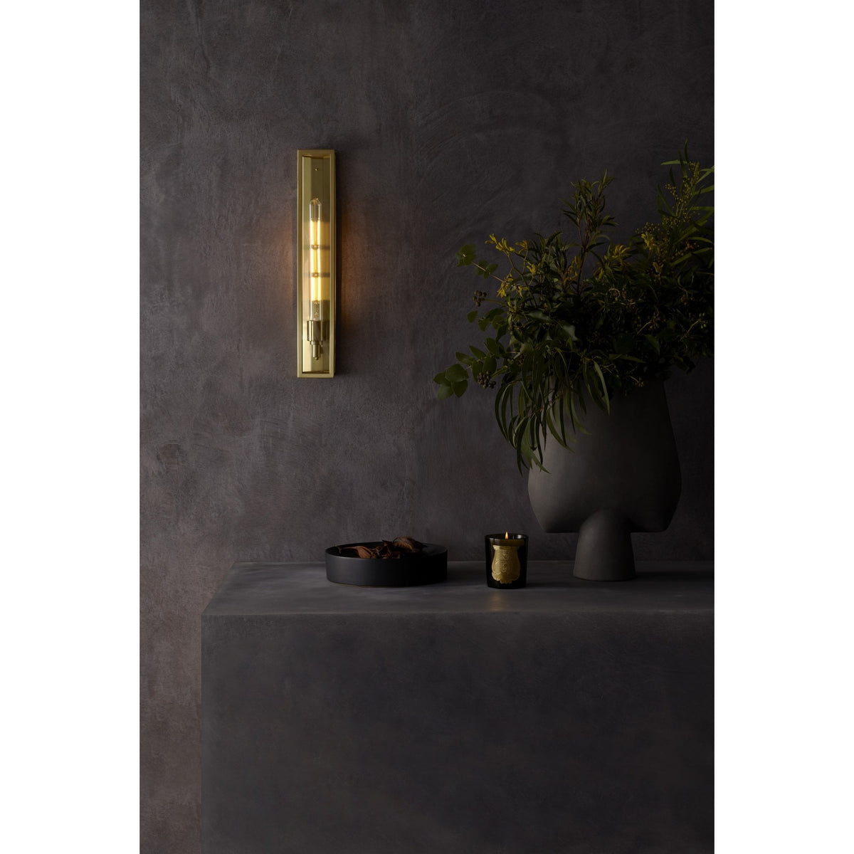 Harvard 500 Exterior IP44 Wall Light in Natural Brass