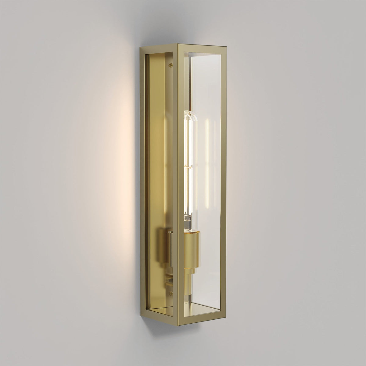 Harvard 350 Exterior IP44 Wall Light in Natural Brass