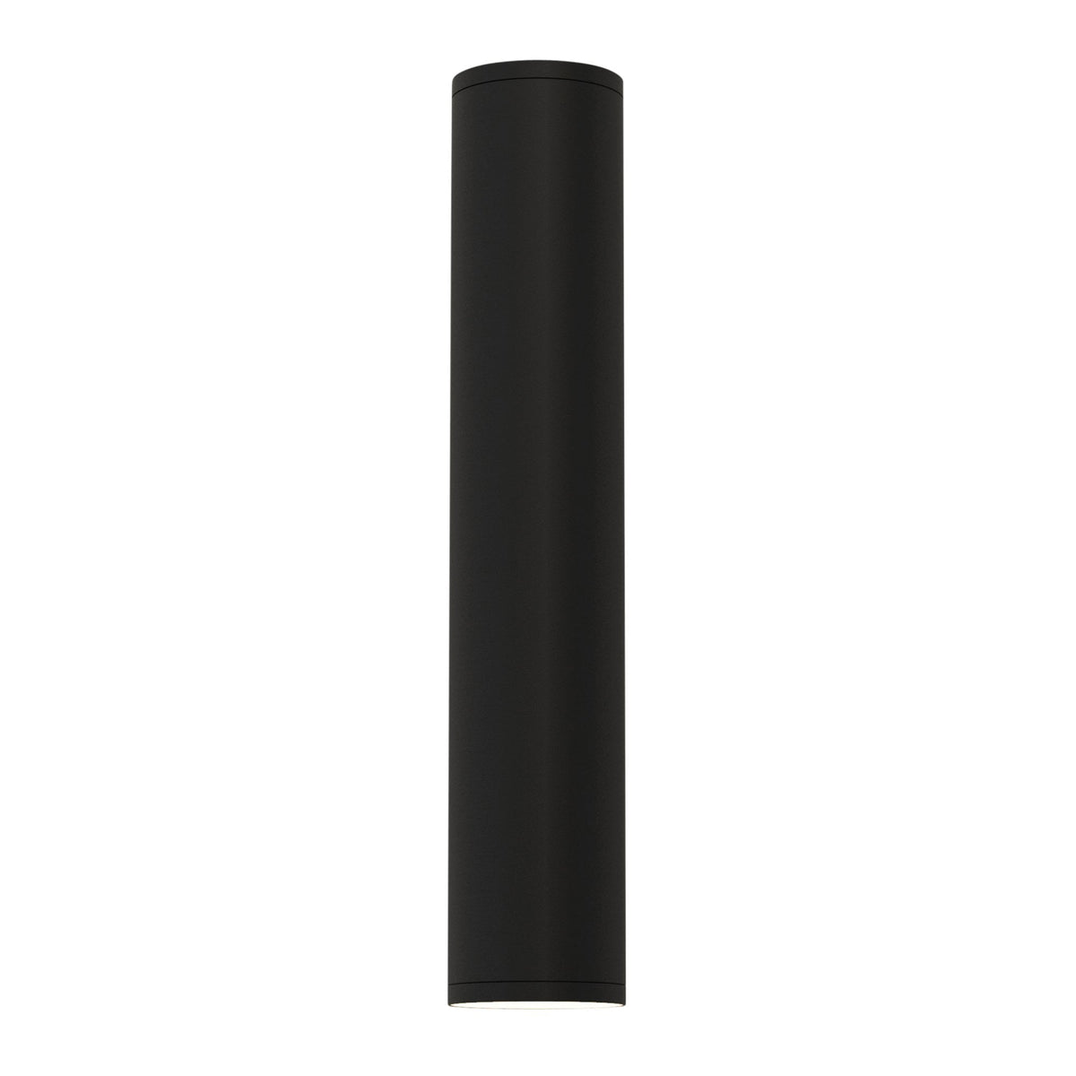 Black cylindrical outdoor light fixture