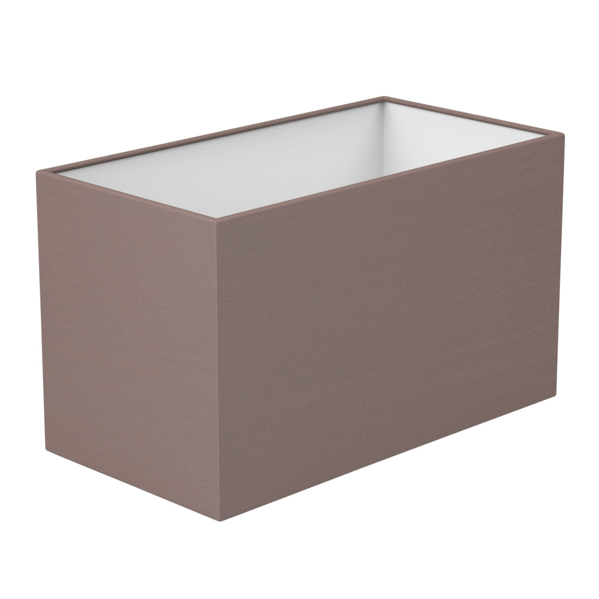 Rectangular planter box in a muted brown color with a white interior