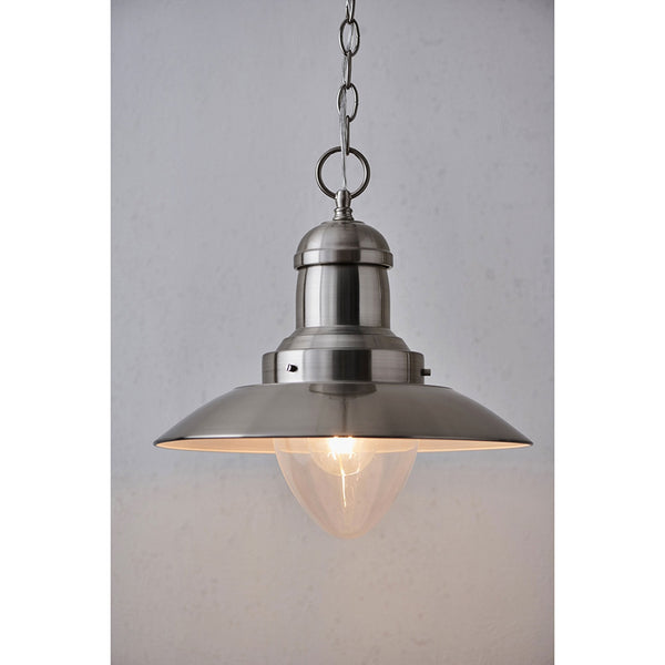 Mendip Pendant Light in Satin Nickel & Clear Glass